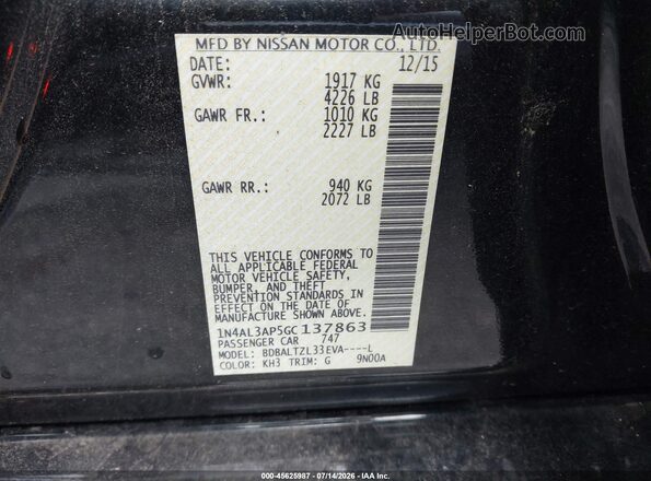 1N4AL3AP5GC137863 2016 NISSAN ALTIMA Black Vista del compartimento del motor