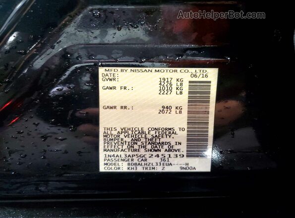 1N4AL3AP5GC245139 2016 NISSAN ALTIMA Black Շարժիչի բաժամունքի տեսք