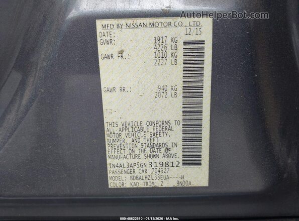 1N4AL3AP5GN319812 2016 NISSAN ALTIMA Silver Widok komory silnika