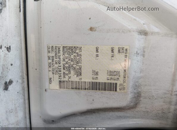 1N4AL3AP5GN338392 2016 NISSAN ALTIMA White ძრავის განყოფილების ხედი
