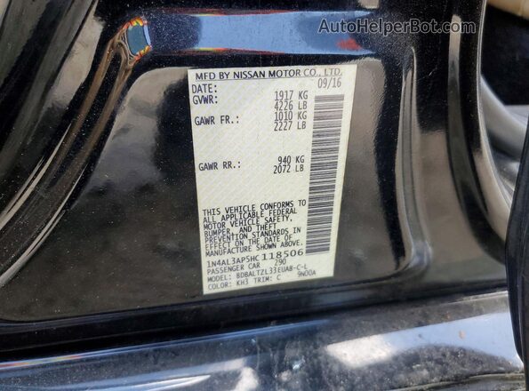 1N4AL3AP5HC118506 2017 NISSAN ALTIMA Black Vista del compartimento del motor
