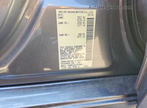 1N4AL3AP5HC148055 2017 NISSAN ALTIMA Gray Vista de la etiqueta del VIN