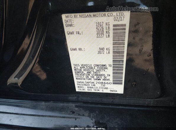 1N4AL3AP5HC208660 2017 NISSAN ALTIMA Black Շարժիչի բաժամունքի տեսք