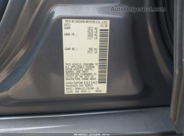 1N4AL3AP5HN331542 2017 NISSAN ALTIMA Gray Engine compartment view