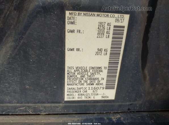 1N4AL3AP5JC116079 2018 NISSAN ALTIMA Black Widok komory silnika
