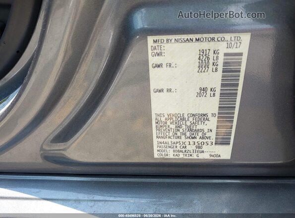 1N4AL3AP5JC135053 2018 NISSAN ALTIMA Gray ძრავის განყოფილების ხედი