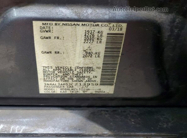 1N4AL3AP5JC213959 2018 NISSAN ALTIMA Gray Engine compartment view