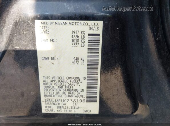 1N4AL3AP5JC238196 2018 NISSAN ALTIMA Black Շարժիչի բաժամունքի տեսք