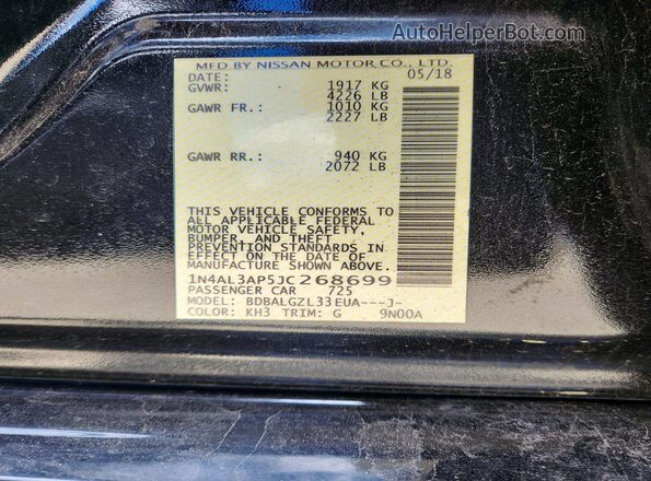 1N4AL3AP5JC268699 2018 NISSAN ALTIMA Charcoal Widok komory silnika