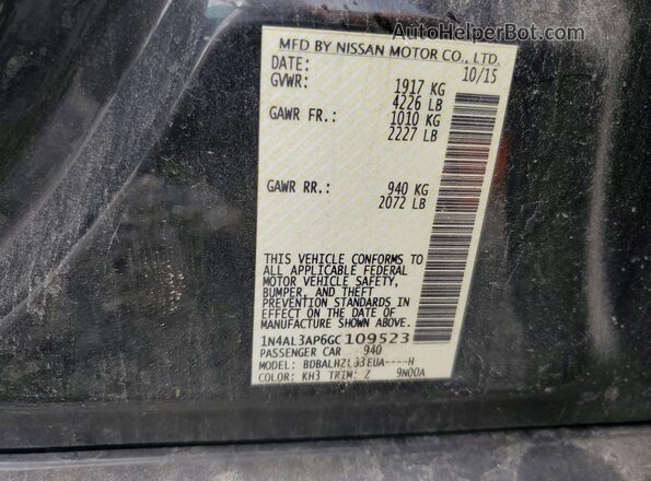 1N4AL3AP6GC109523 2016 NISSAN ALTIMA Black Вид підкапотного простору