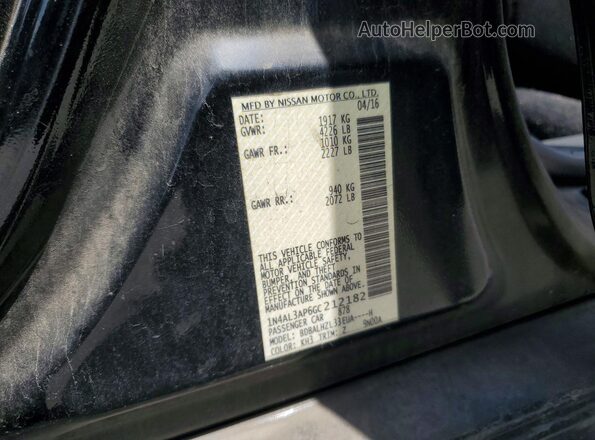 1N4AL3AP6GC212182 2016 NISSAN ALTIMA Black ძრავის განყოფილების ხედი