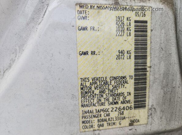 1N4AL3AP6GC226406 2016 NISSAN ALTIMA Белый Вид подкапотного пространства