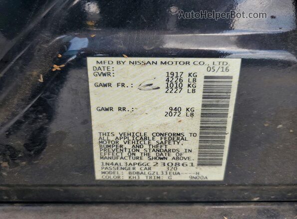1N4AL3AP6GC230861 2016 NISSAN ALTIMA Black Widok komory silnika