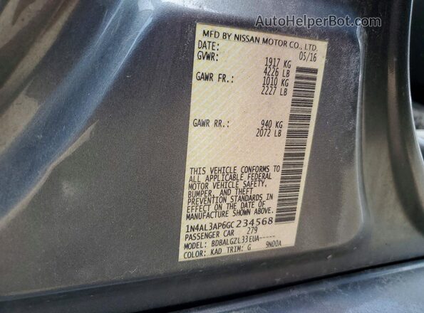 1N4AL3AP6GC234568 2016 NISSAN ALTIMA Red Widok komory silnika