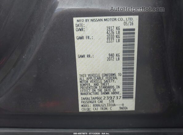 1N4AL3AP6GC239737 2016 NISSAN ALTIMA Champagne ძრავის განყოფილების ხედი