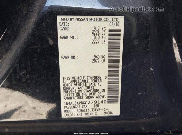 1N4AL3AP6GC279140 2016 NISSAN ALTIMA Black Widok komory silnika