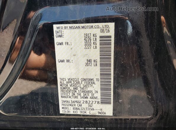 1N4AL3AP6GC282278 2016 NISSAN ALTIMA Black ძრავის განყოფილების ხედი
