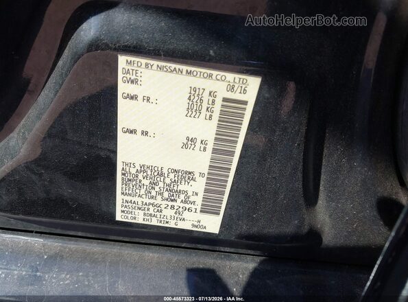 1N4AL3AP6GC282961 2016 NISSAN ALTIMA Black Вид підкапотного простору