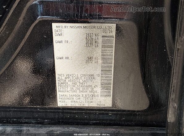 1N4AL3AP6GN335016 2016 NISSAN ALTIMA Black Widok komory silnika