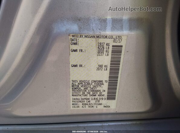 1N4AL3AP6HC186393 2017 NISSAN ALTIMA/S/SR/SV/SL Silver Engine compartment view