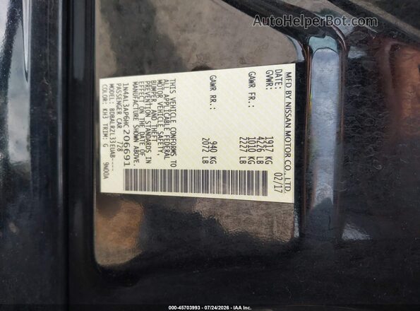 1N4AL3AP6HC206691 2017 NISSAN ALTIMA Black Вид підкапотного простору