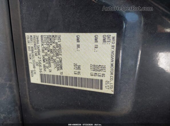 1N4AL3AP6HC256636 2017 NISSAN ALTIMA Black Вид підкапотного простору