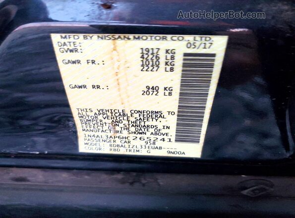 1N4AL3AP6HC265241 2017 NISSAN ALTIMA Black Engine compartment view