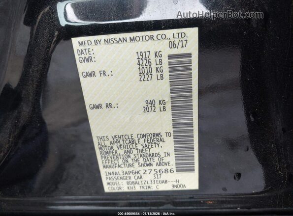1N4AL3AP6HC275686 2017 NISSAN ALTIMA Black Widok komory silnika