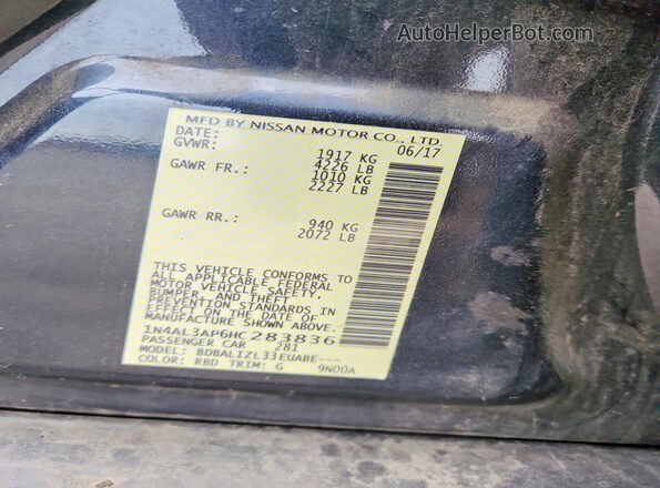 1N4AL3AP6HC283836 2017 NISSAN ALTIMA Black ძრავის განყოფილების ხედი