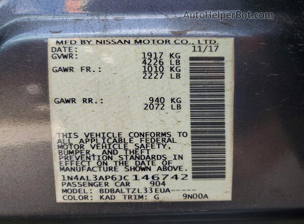 1N4AL3AP6JC146742 2018 NISSAN ALTIMA Gray Widok komory silnika