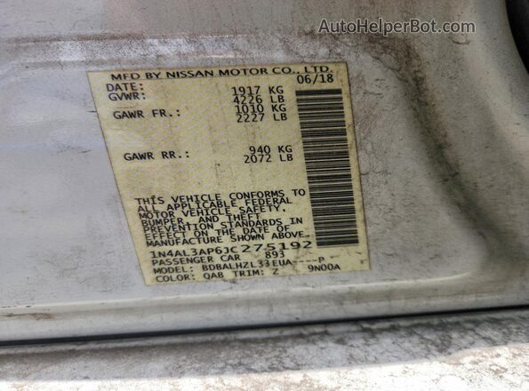 1N4AL3AP6JC275192 2018 NISSAN ALTIMA Белый Вид подкапотного пространства