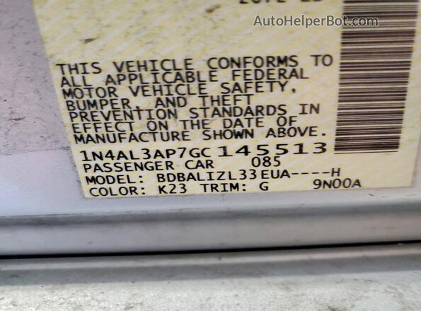 1N4AL3AP7GC145513 2016 NISSAN ALTIMA Silver Widok komory silnika
