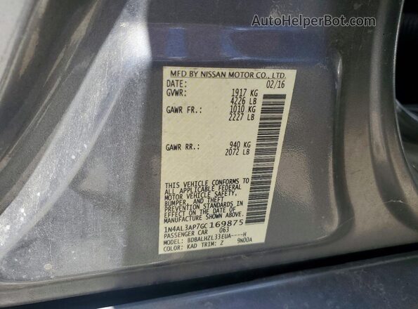 1N4AL3AP7GC169875 2016 NISSAN ALTIMA Gray Vista del compartimento del motor