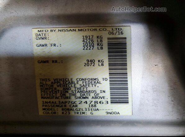 1N4AL3AP7GC247863 2016 NISSAN ALTIMA Two Tone ძრავის განყოფილების ხედი