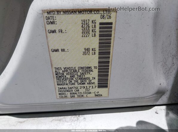 1N4AL3AP7GC291717 2016 NISSAN ALTIMA White Widok komory silnika
