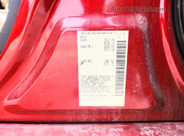 1N4AL3AP7GN308178 2016 NISSAN ALTIMA Бордовый Вид наклейки с VIN-кодом