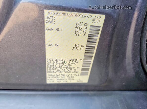 1N4AL3AP7GN371054 2016 NISSAN ALTIMA Gray Widok komory silnika