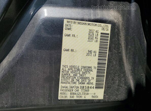 1N4AL3AP7GN385844 2016 NISSAN ALTIMA Gray Շարժիչի բաժամունքի տեսք