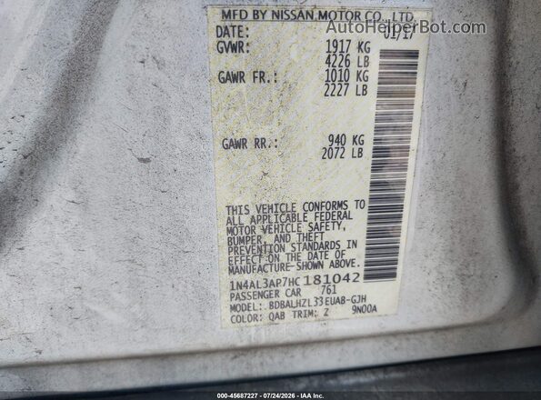 1N4AL3AP7HC181042 2017 NISSAN ALTIMA White Widok komory silnika