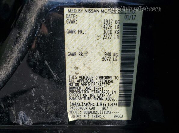 1N4AL3AP7HC186189 2017 NISSAN ALTIMA Black Vista del compartimento del motor
