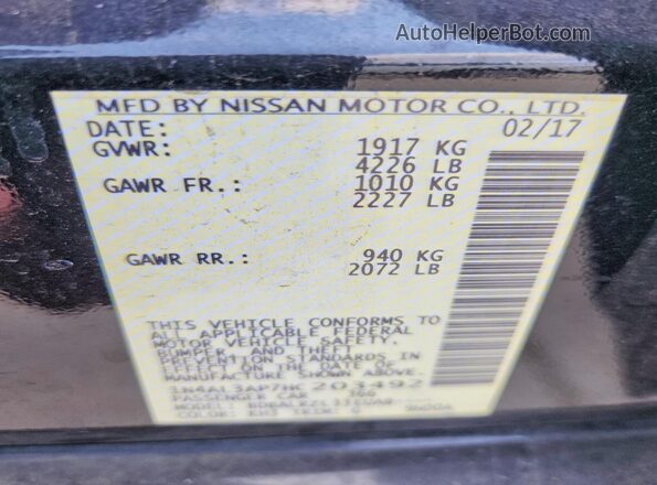 1N4AL3AP7HC203492 2017 NISSAN ALTIMA Black Engine compartment view