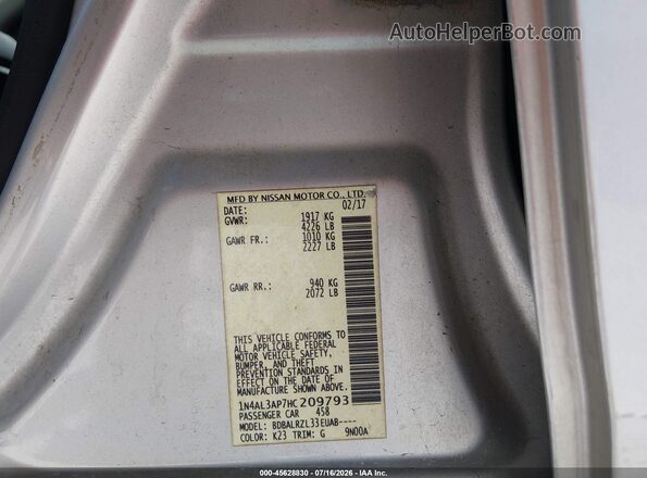 1N4AL3AP7HC209793 2017 NISSAN ALTIMA Silver Engine compartment view