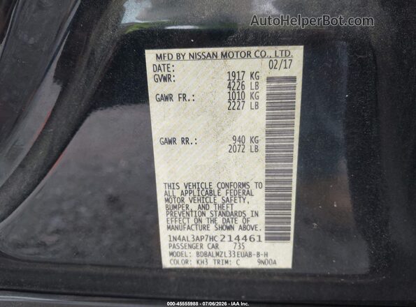 1N4AL3AP7HC214461 2017 NISSAN ALTIMA Black Vista del compartimento del motor