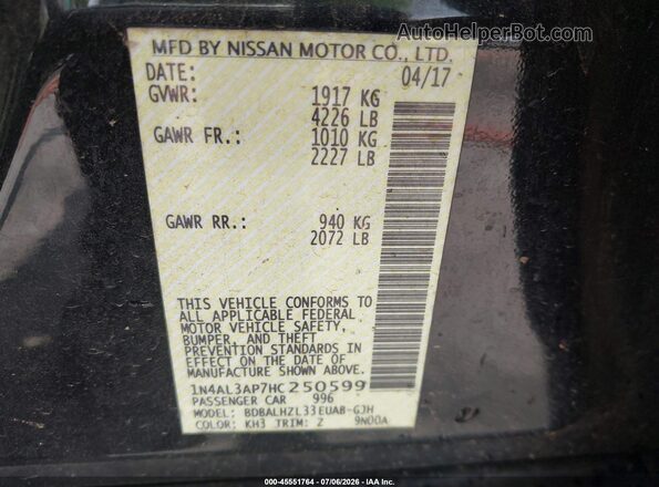 1N4AL3AP7HC250599 2017 NISSAN ALTIMA Black Вид підкапотного простору