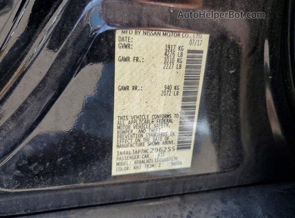 1N4AL3AP7HC296255 2017 NISSAN ALTIMA Black Շարժիչի բաժամունքի տեսք