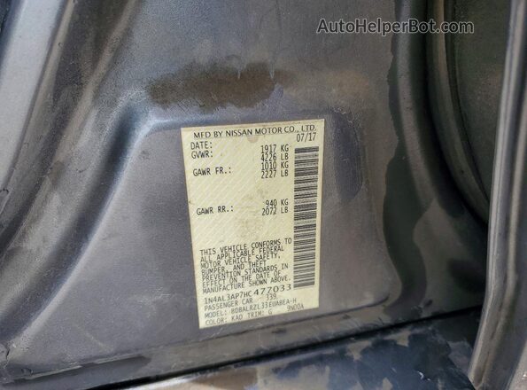 1N4AL3AP7HC477033 2017 NISSAN ALTIMA Gray Вид наклейки з VIN-кодом