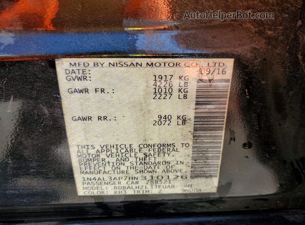 1N4AL3AP7HN310126 2017 NISSAN ALTIMA Черный Вид подкапотного пространства