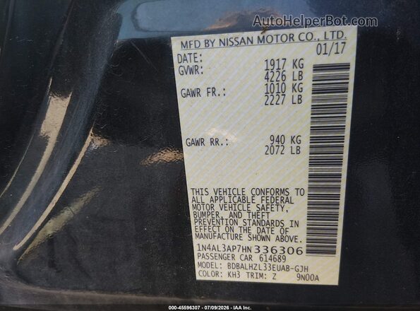 1N4AL3AP7HN336306 2017 NISSAN ALTIMA Black Engine compartment view