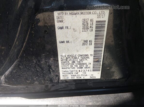 1N4AL3AP7JC123745 2018 NISSAN ALTIMA Black ძრავის განყოფილების ხედი