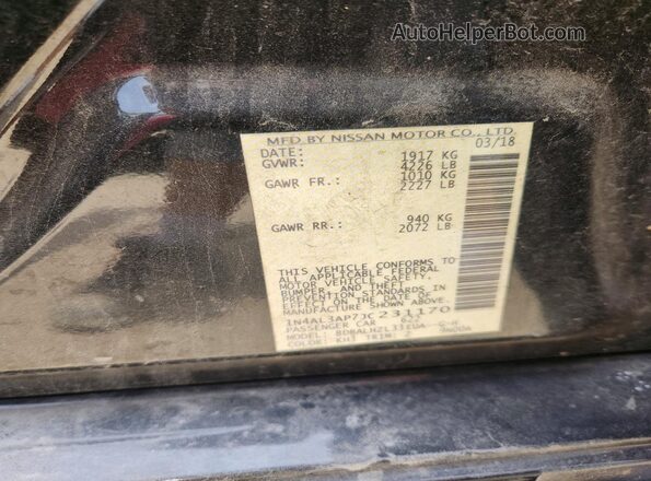 1N4AL3AP7JC231170 2018 NISSAN ALTIMA Black Շարժիչի բաժամունքի տեսք